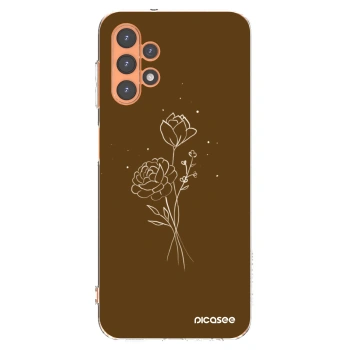 Picasee silikonska prozirna maskica za Samsung Galaxy A13 5G - Brown flowers