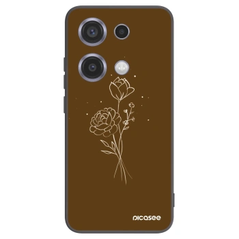 Picasee crna silikonska maskica za Xiaomi Redmi Note 14S - Brown flowers