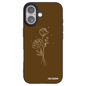 Picasee crna silikonska maskica za Apple iPhone 17 - Brown flowers