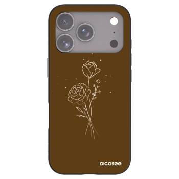 Picasee crna silikonska maskica za Apple iPhone 17 Pro - Brown flowers