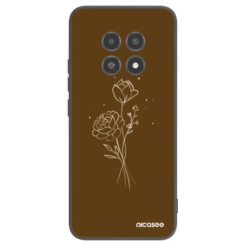 Picasee crna silikonska maskica za Realme 12X - Brown flowers