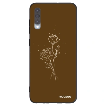 Picasee crna silikonska maskica za Samsung Galaxy A70 A705F - Brown flowers