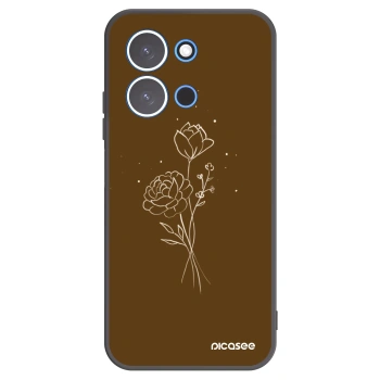 Picasee crna silikonska maskica za Xiaomi Redmi 15C 4G - Brown flowers