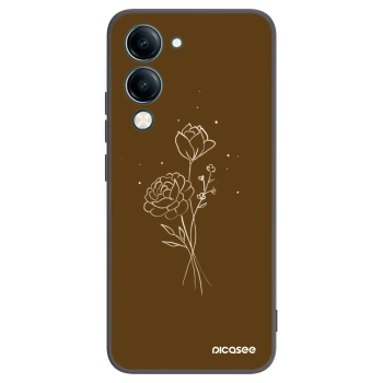 Picasee crna silikonska maskica za Vivo Y29s 5G - Brown flowers