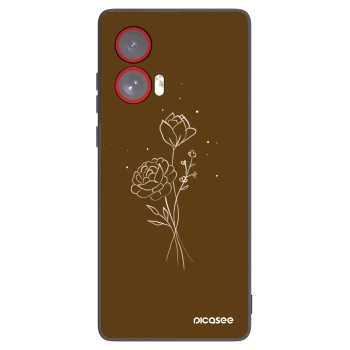 Picasee crna silikonska maskica za Motorola Edge 50 Fusion - Brown flowers