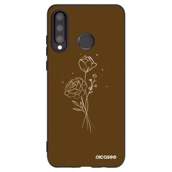 Picasee crna silikonska maskica za Huawei P30 Lite - Brown flowers
