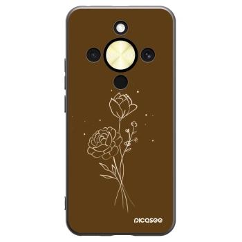 Picasee crna silikonska maskica za Honor Magic8 Lite 5G - Brown flowers