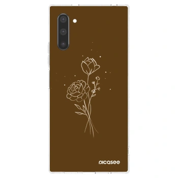 Picasee silikonska prozirna maskica za Samsung Galaxy Note 10 N970F - Brown flowers