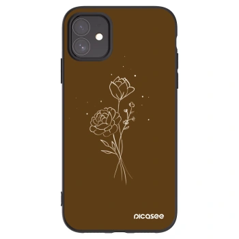 Picasee crna silikonska maskica za Apple iPhone 11 - Brown flowers