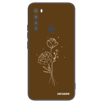 Picasee crna silikonska maskica za Xiaomi Redmi Note 8 - Brown flowers