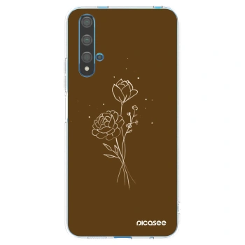 Picasee silikonska prozirna maskica za Huawei Nova 5T - Brown flowers