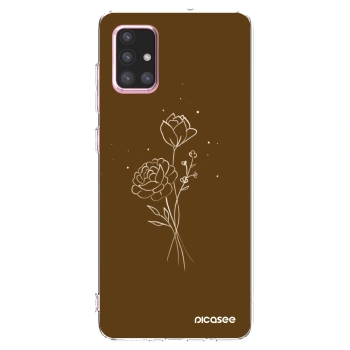 Picasee silikonska prozirna maskica za Samsung Galaxy A71 A715F - Brown flowers