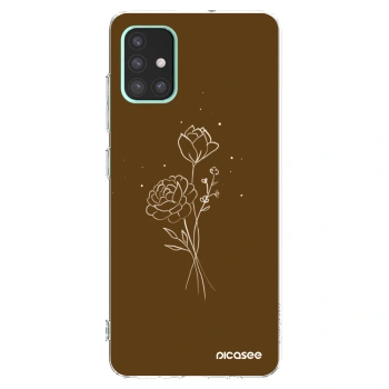 Picasee silikonska prozirna maskica za Samsung Galaxy A51 A515F - Brown flowers