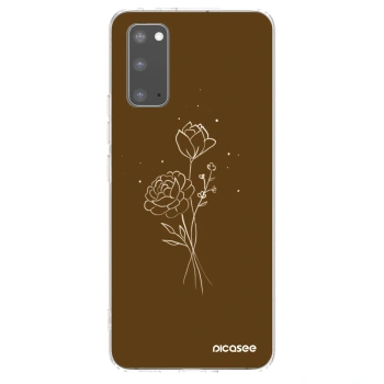 Picasee silikonska prozirna maskica za Samsung Galaxy S20 G980F - Brown flowers