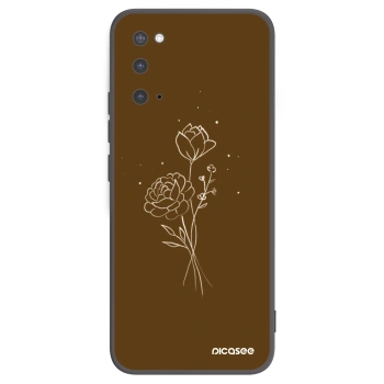 Picasee crna silikonska maskica za Samsung Galaxy S20 G980F - Brown flowers