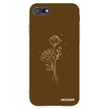 Picasee silikonska prozirna maskica za Apple iPhone SE 2020 - Brown flowers