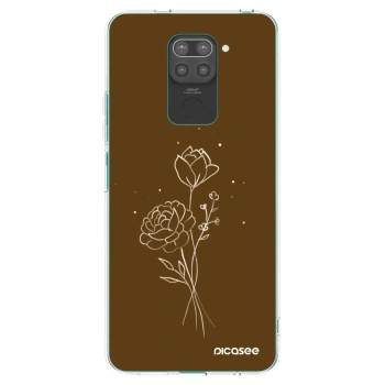 Picasee crna silikonska maskica za Xiaomi Redmi Note 9 - Brown flowers