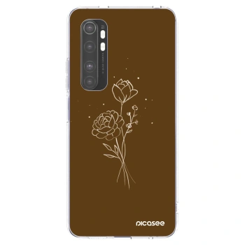 Picasee silikonska prozirna maskica za Xiaomi Mi Note 10 Lite - Brown flowers