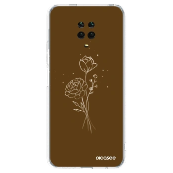 Picasee silikonska prozirna maskica za Xiaomi Redmi Note 9S - Brown flowers