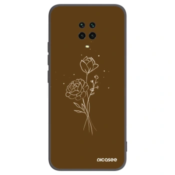 Picasee crna silikonska maskica za Xiaomi Redmi Note 9S - Brown flowers