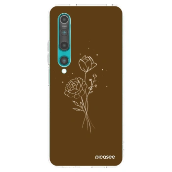 Picasee silikonska prozirna maskica za Xiaomi Mi 10 - Brown flowers