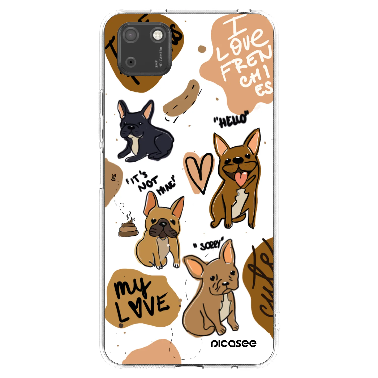 Picasee silikonska prozirna maskica za Huawei Y5P - Frenchies