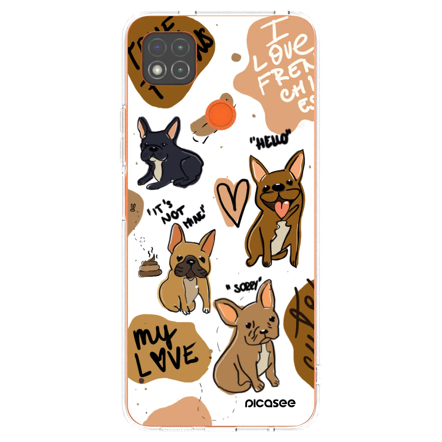 Picasee silikonska prozirna maskica za Xiaomi Redmi 9C - Frenchies