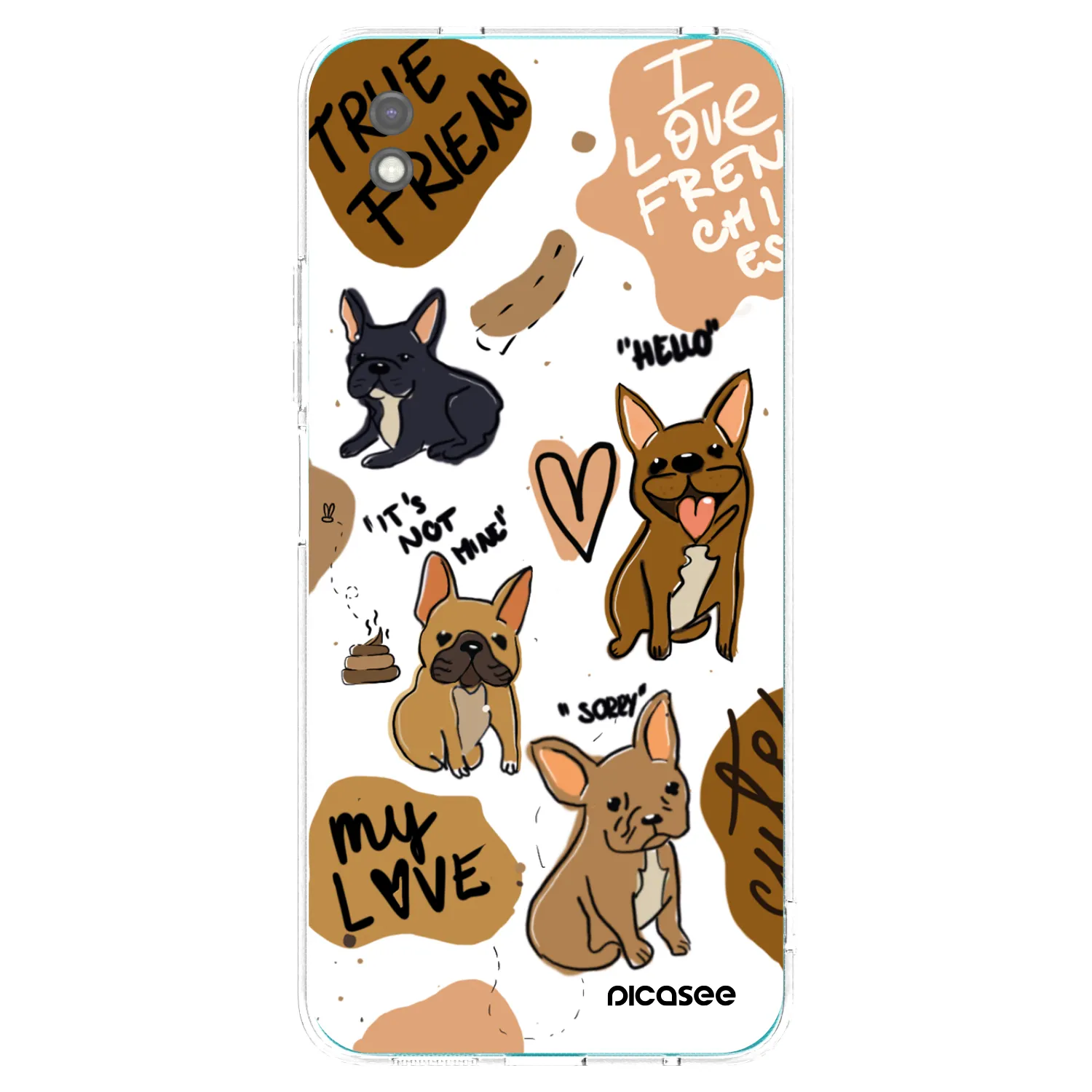 Picasee crna silikonska maskica za Xiaomi Redmi 9A - Frenchies