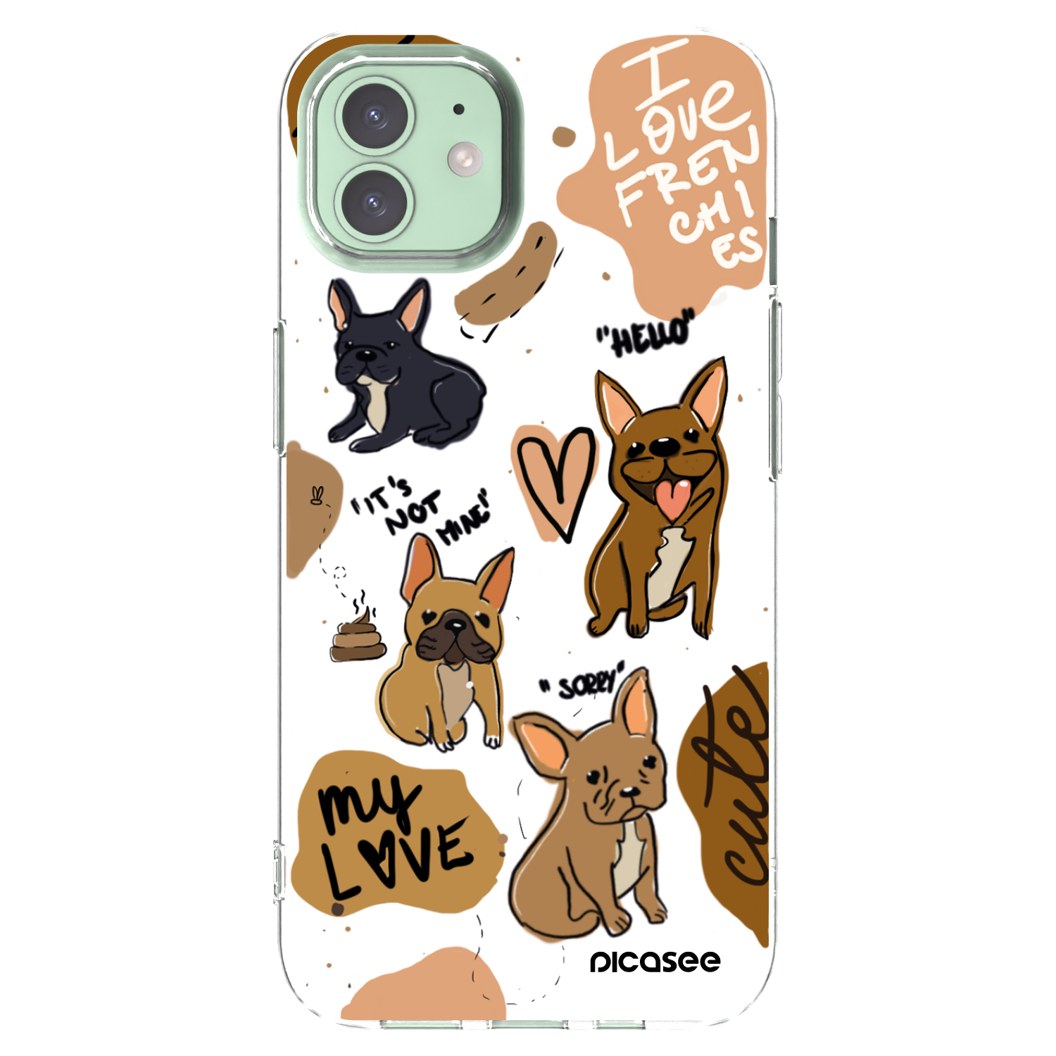 Picasee silikonska prozirna maskica za Apple iPhone 12 - Frenchies