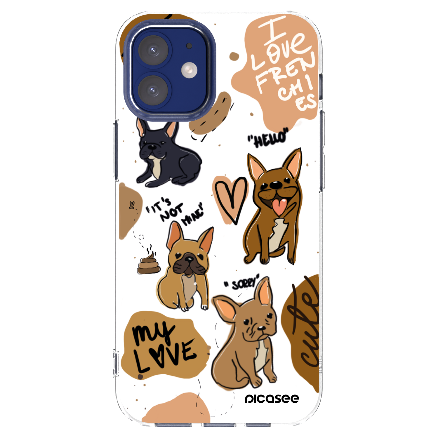 Picasee silikonska prozirna maskica za Apple iPhone 12 mini - Frenchies