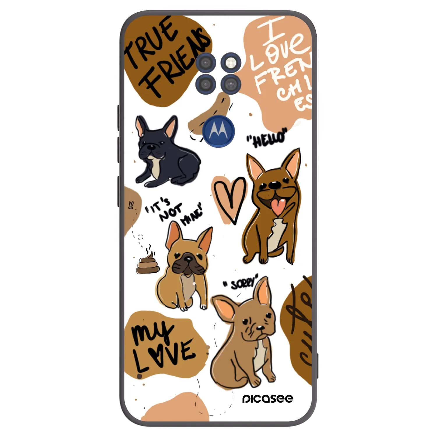 Picasee crna silikonska maskica za Motorola Moto G9 Play - Frenchies