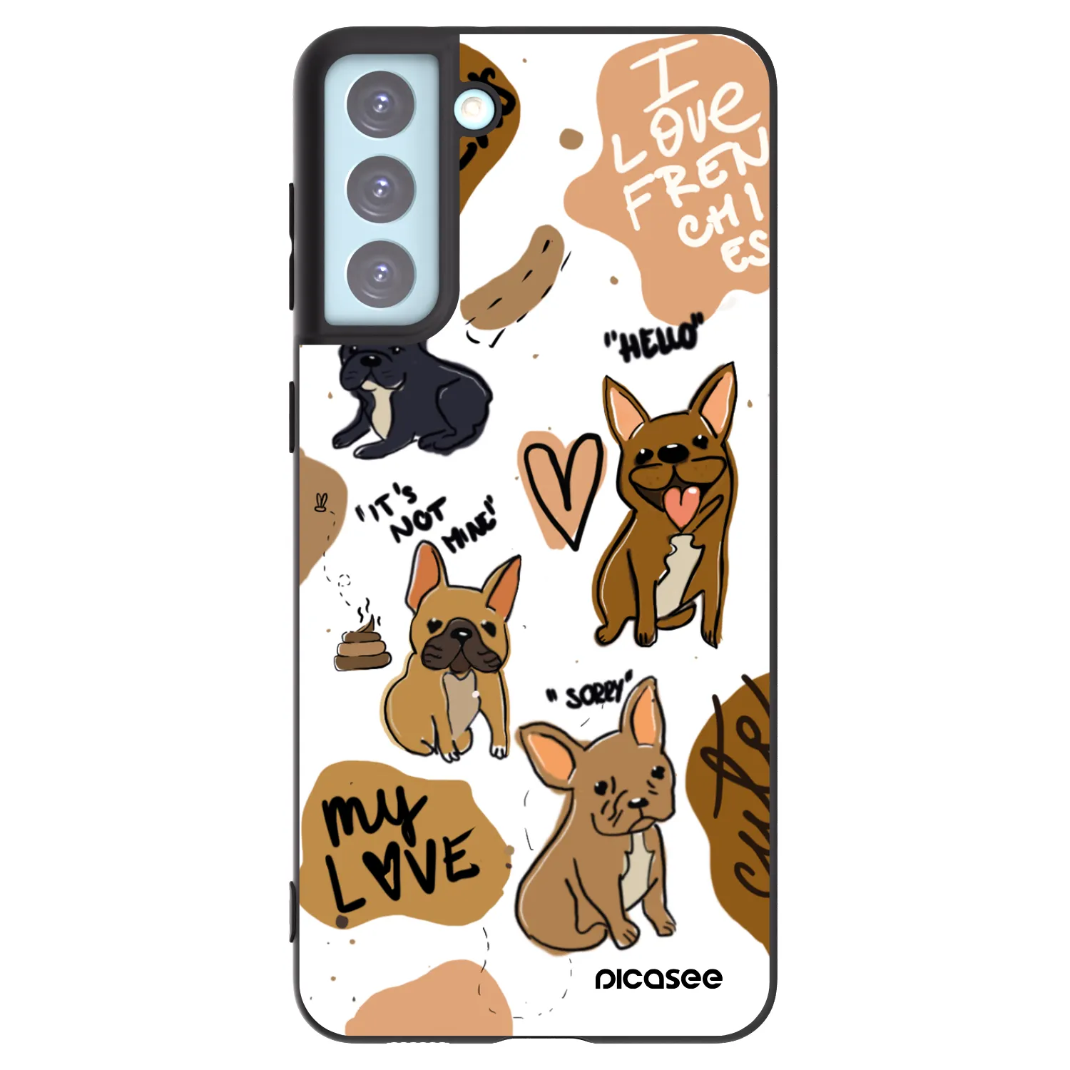 Picasee crna silikonska maskica za Samsung Galaxy S21+ 5G G996F - Frenchies