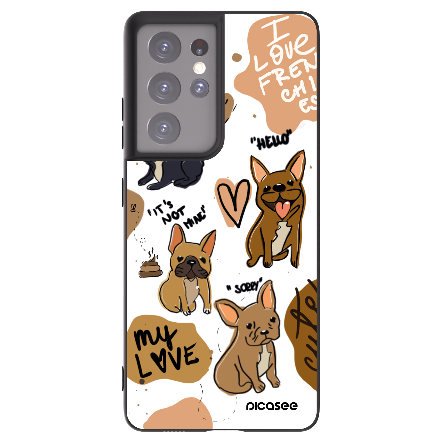 Picasee crna silikonska maskica za Samsung Galaxy S21 Ultra 5G G998B - Frenchies