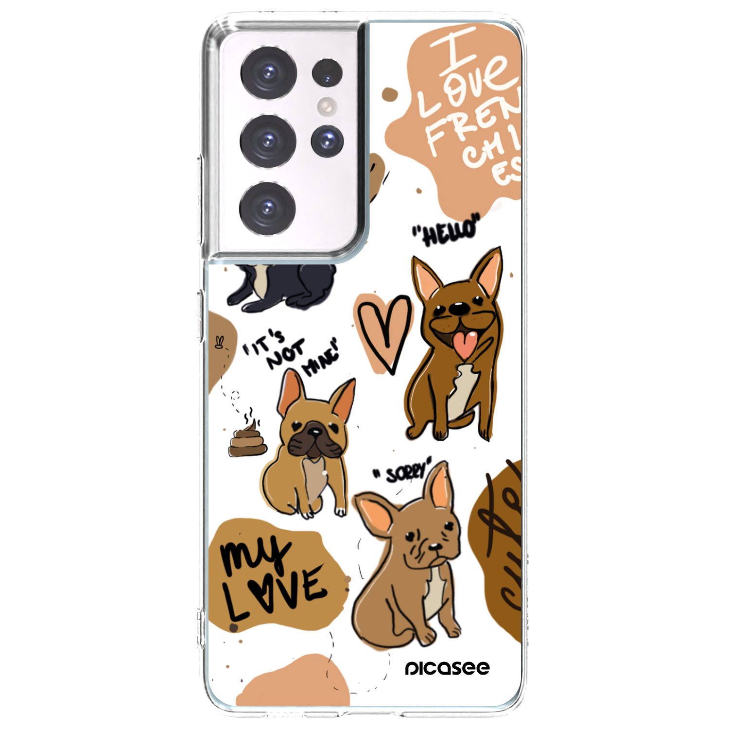 Picasee silikonska prozirna maskica za Samsung Galaxy S21 Ultra 5G G998B - Frenchies