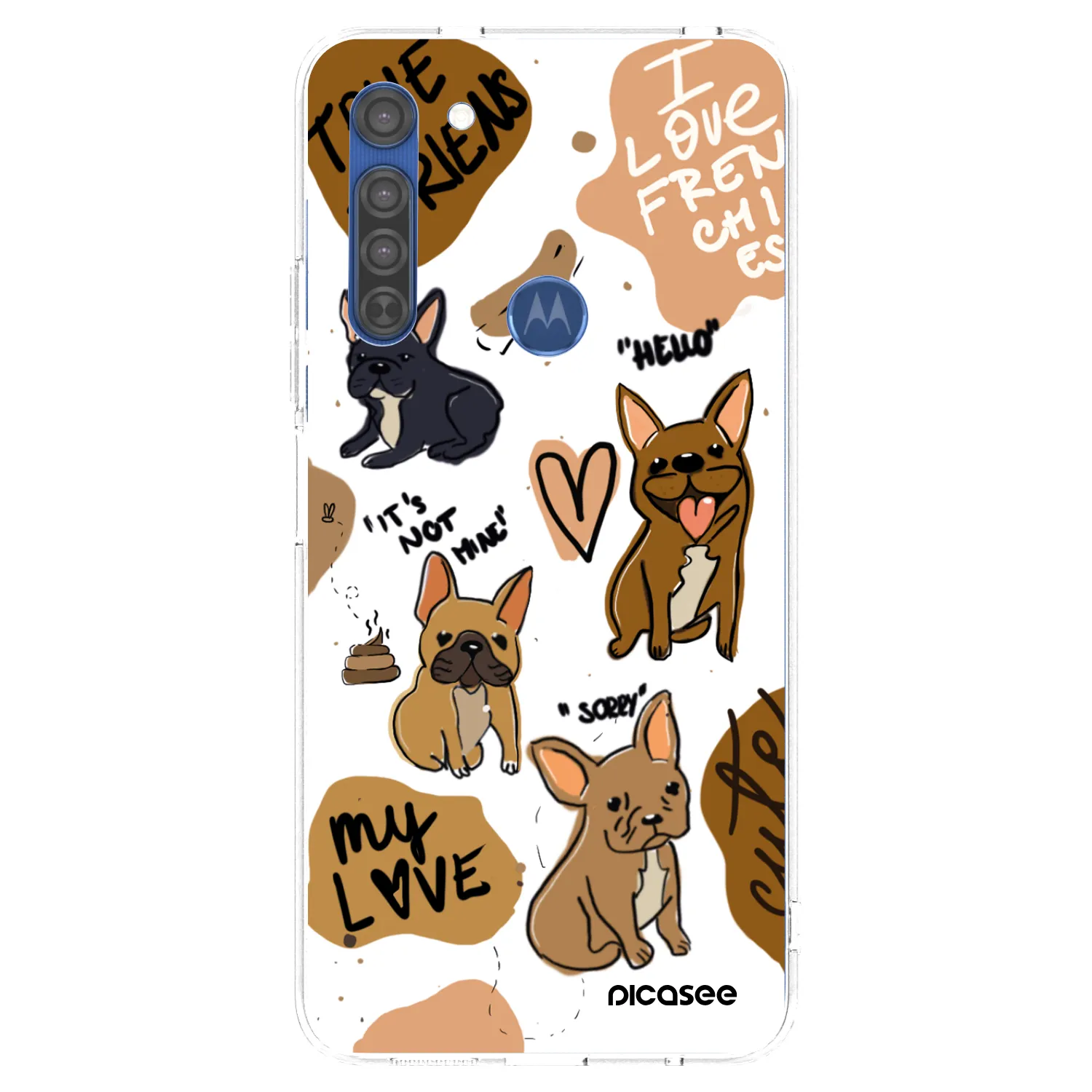 Picasee silikonska prozirna maskica za Motorola Moto G8 - Frenchies