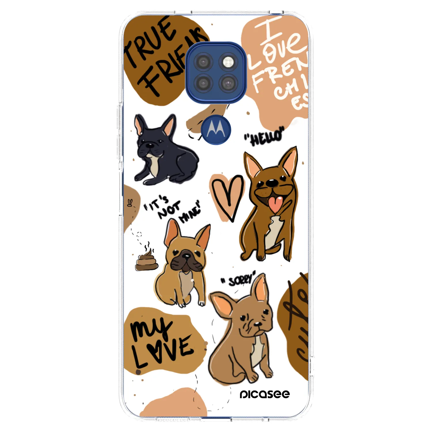 Picasee silikonska prozirna maskica za Motorola Moto G9 Play - Frenchies