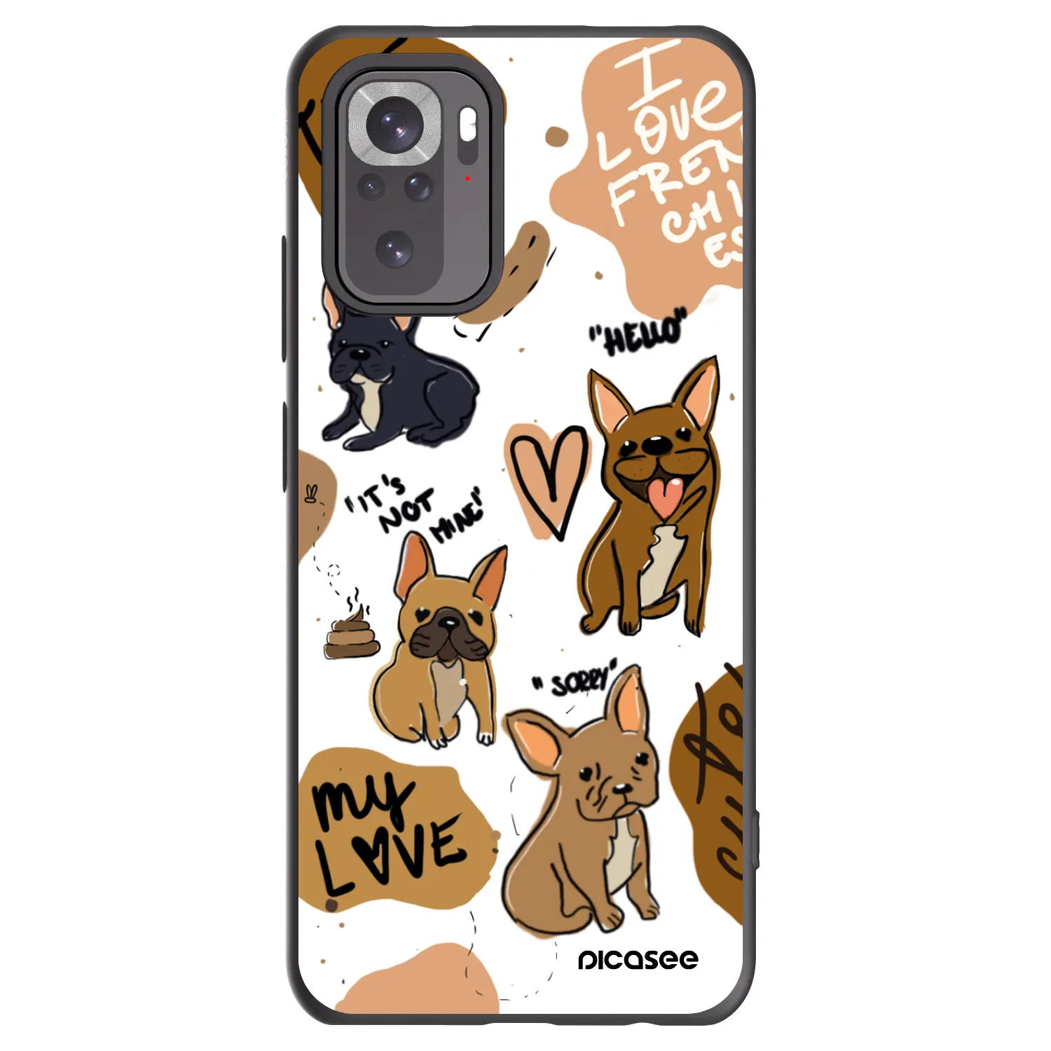 Picasee crna silikonska maskica za Xiaomi Redmi Note 10 - Frenchies