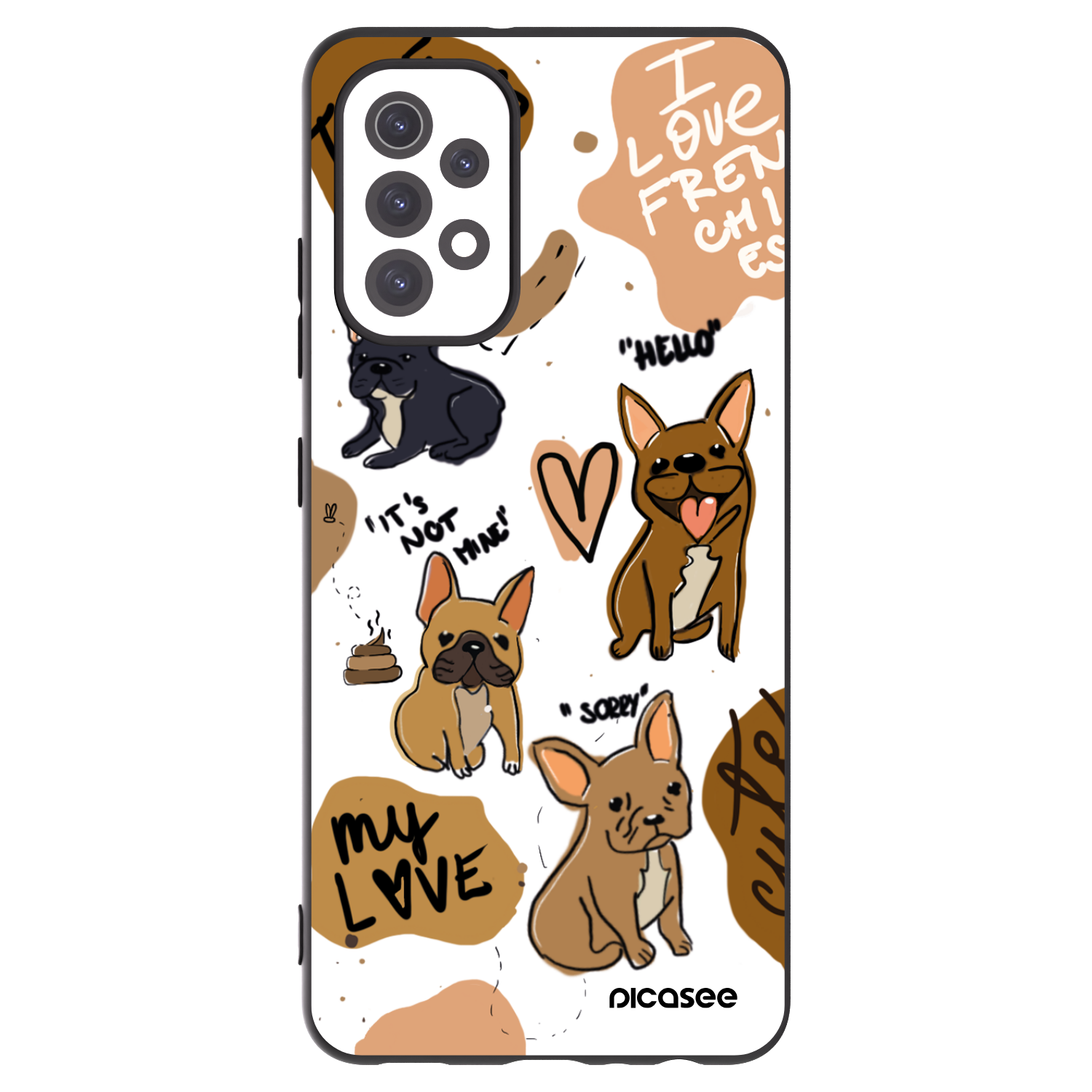 Picasee crna silikonska maskica za Samsung Galaxy A32 5G A326B - Frenchies