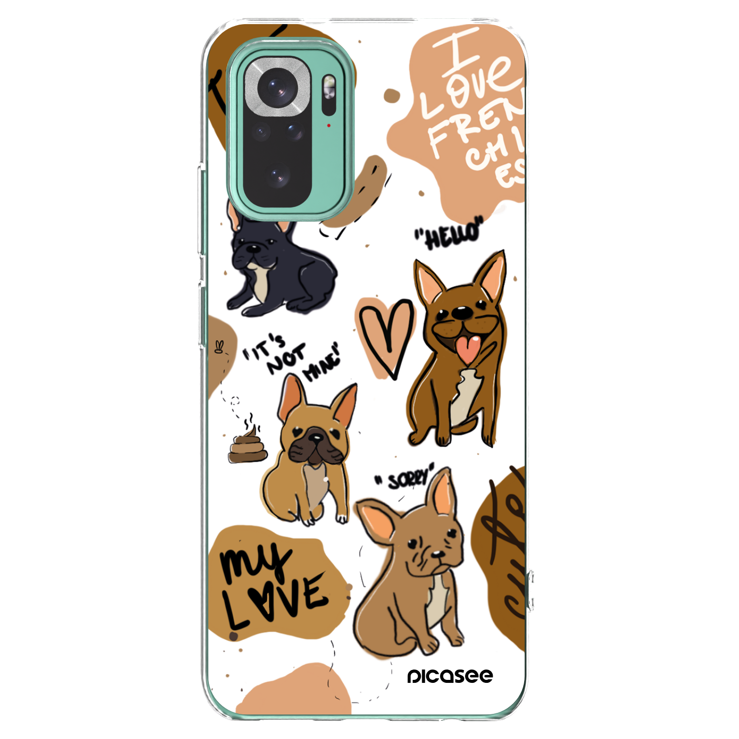 Picasee silikonska prozirna maskica za Xiaomi Redmi Note 10 Pro - Frenchies