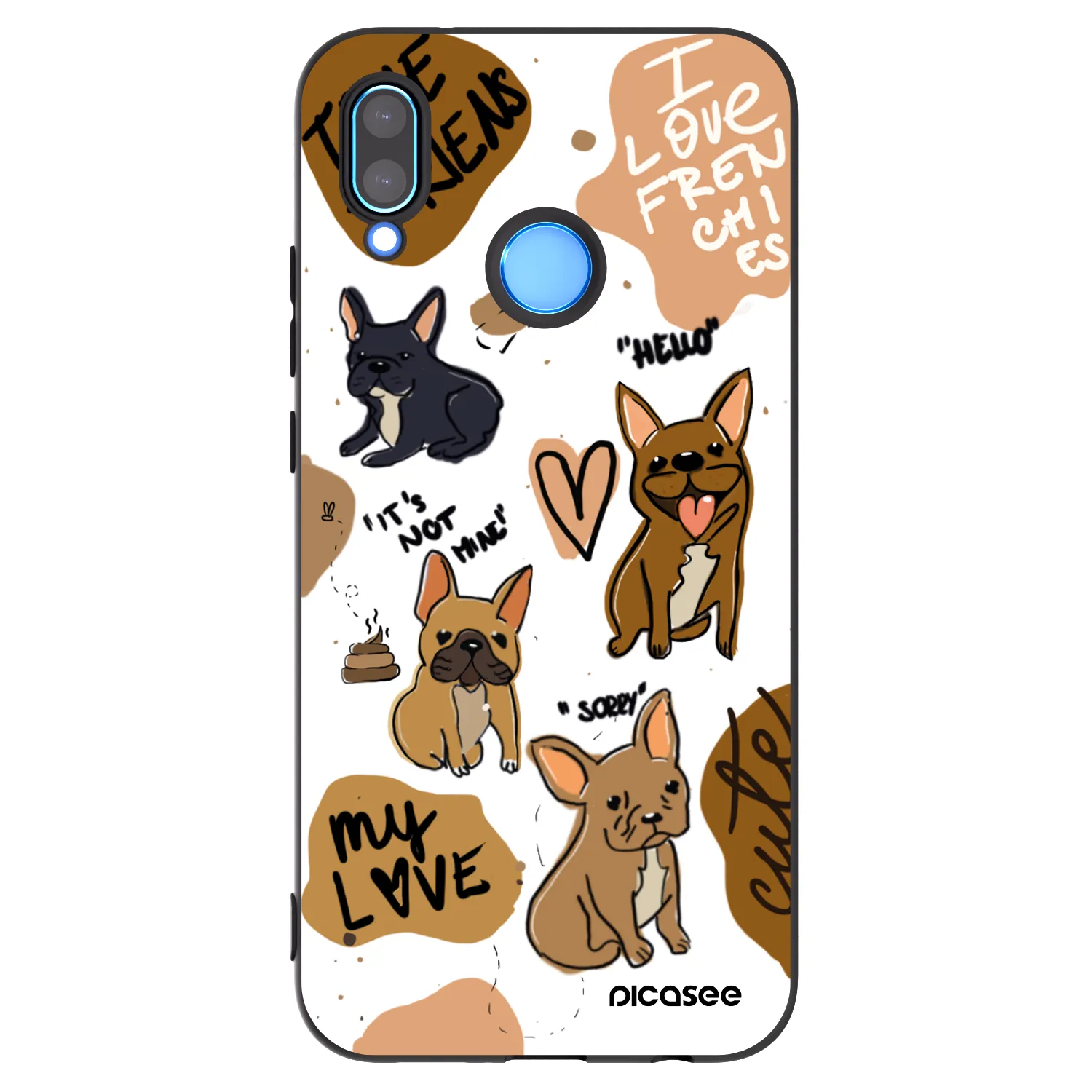 Picasee crna silikonska maskica za Huawei P20 Lite - Frenchies