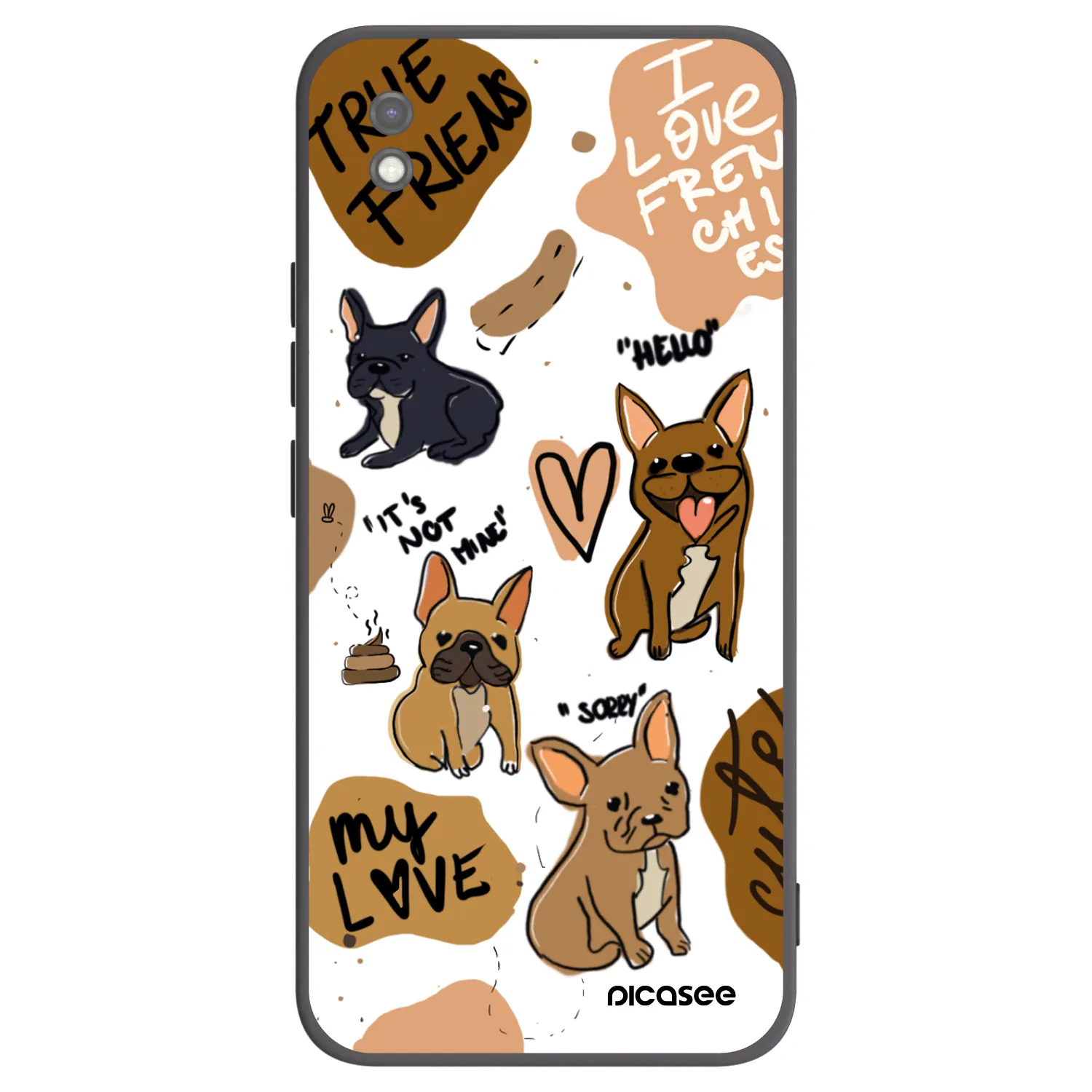 Picasee crna silikonska maskica za Xiaomi Redmi 9AT - Frenchies