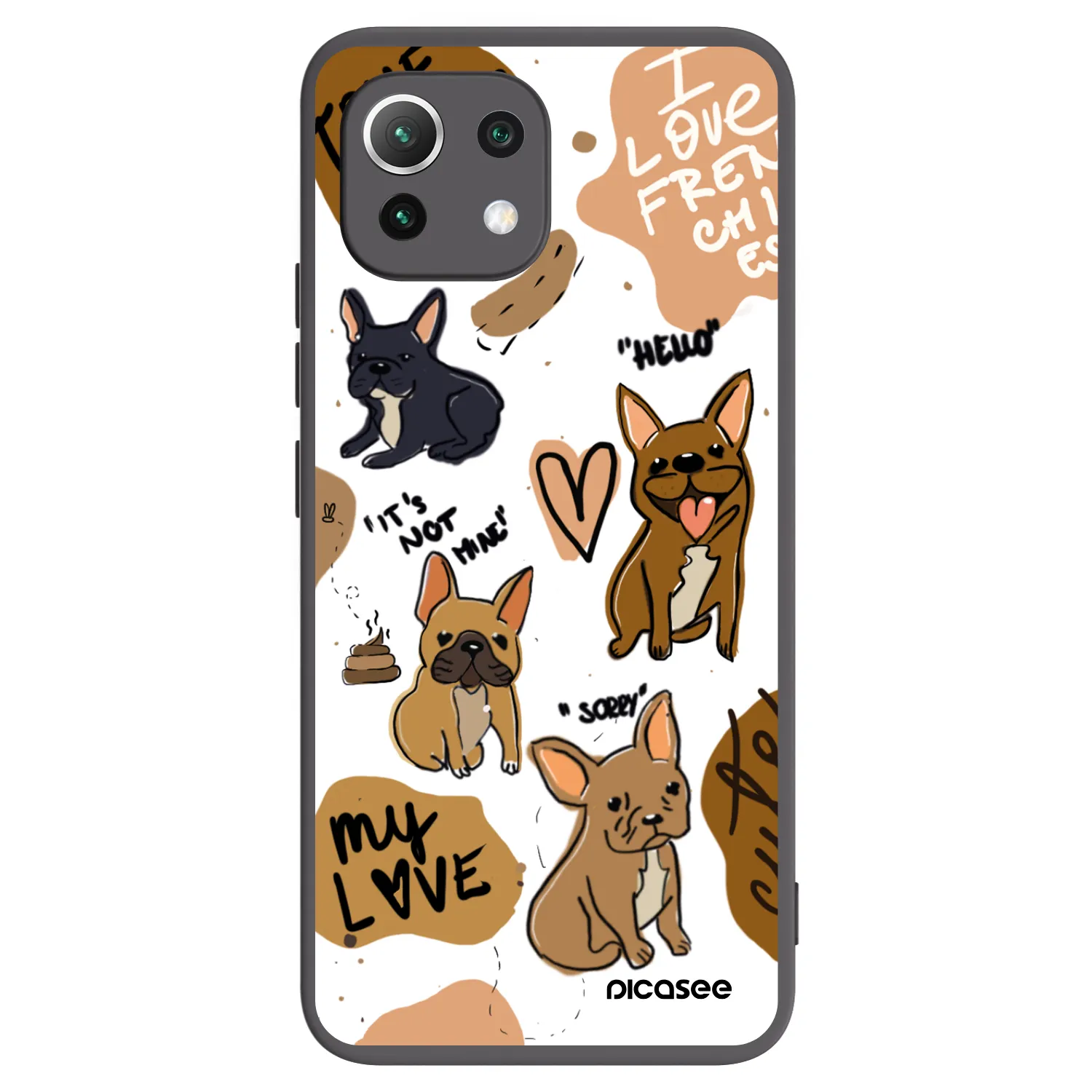 Picasee crna silikonska maskica za Xiaomi Mi 11 Lite - Frenchies