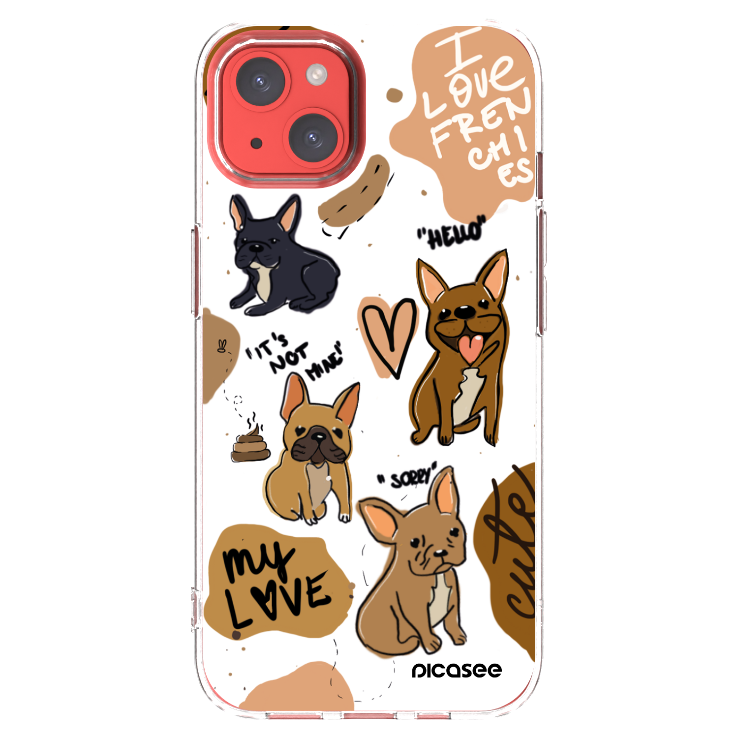 Picasee silikonska prozirna maskica za Apple iPhone 13 - Frenchies