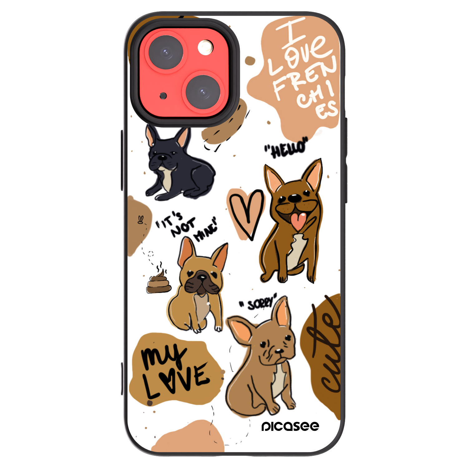 Picasee crna silikonska maskica za Apple iPhone 13 mini - Frenchies