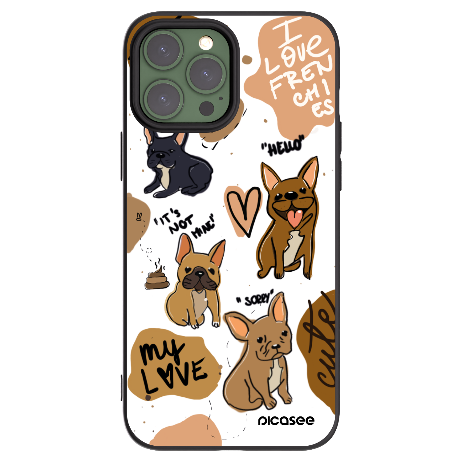 Picasee crna silikonska maskica za Apple iPhone 13 Pro Max - Frenchies