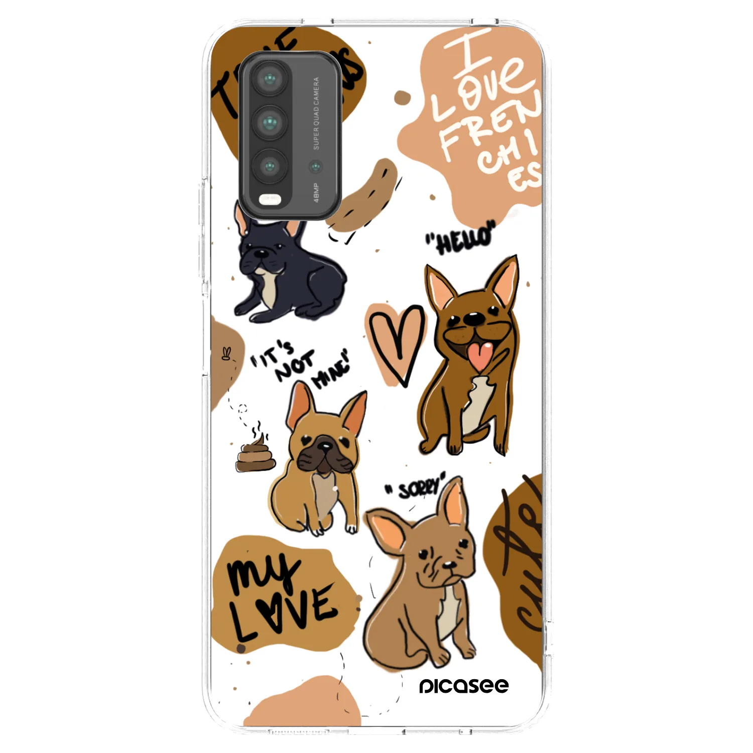 Picasee crna silikonska maskica za Xiaomi Redmi 9T - Frenchies