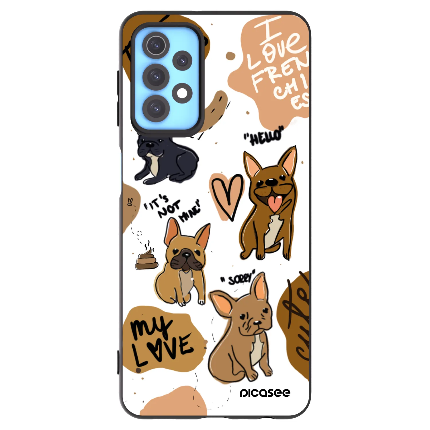 Picasee crna silikonska maskica za Samsung Galaxy A32 4G SM-A325F - Frenchies