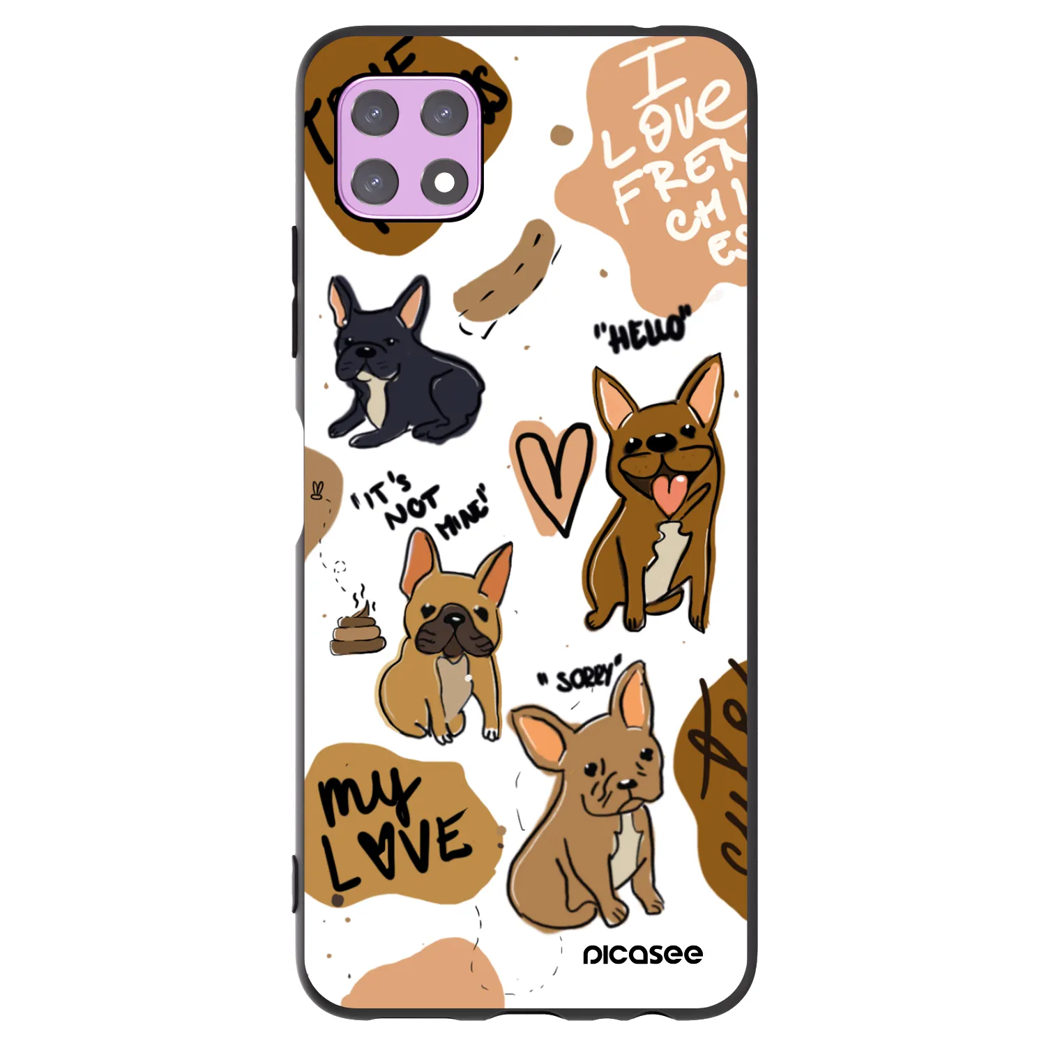 Picasee crna silikonska maskica za Samsung Galaxy A22 A226B 5G - Frenchies