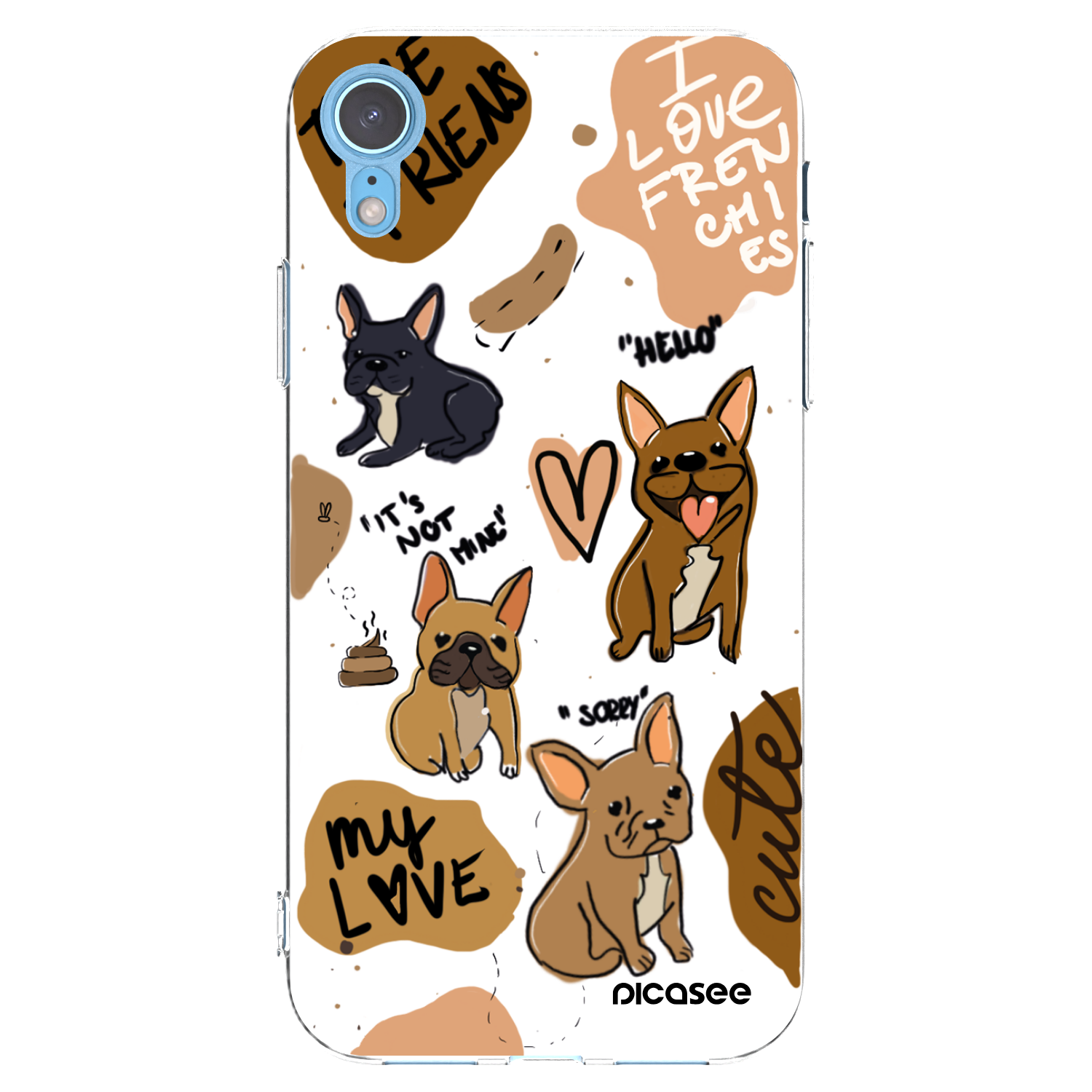 Picasee silikonska prozirna maskica za Apple iPhone XR - Frenchies