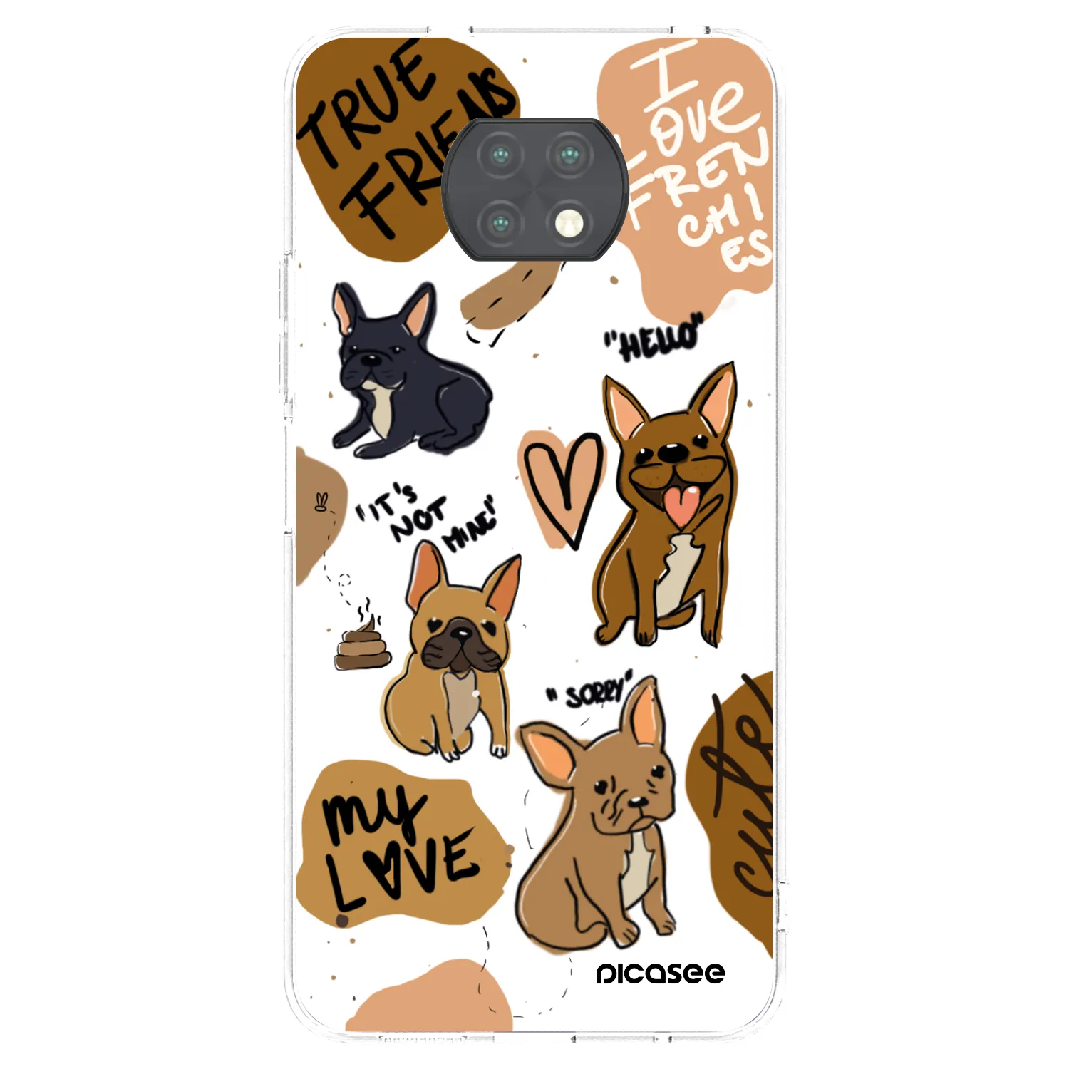 Picasee silikonska prozirna maskica za Xiaomi Redmi Note 9T - Frenchies